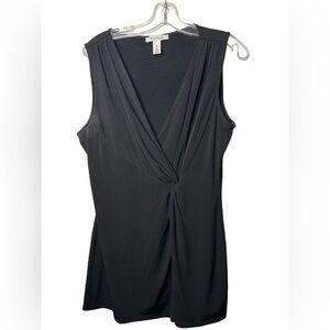 White House Black Market Black Sleeveless Twist Front Top XL